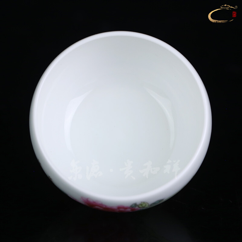 And auspicious jing DE hand - made pastel teacup jingdezhen limited kung fu tea master cup sample tea cup single CPU