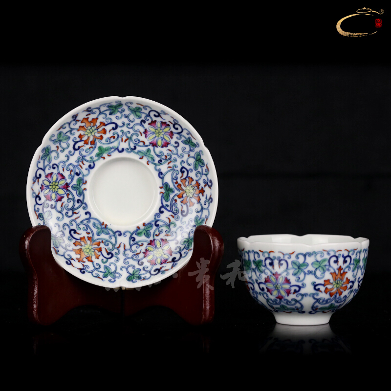 You fight exotic flowers and auspicious jingdezhen ceramic hand - made kwai koubei a group of single CPU master cup saucer set of tea set