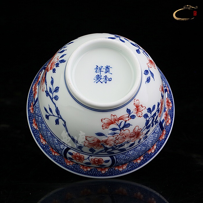 And auspicious all hand jingdezhen tea cups cup sample tea cup blue And white porcelain bowl with floral cup