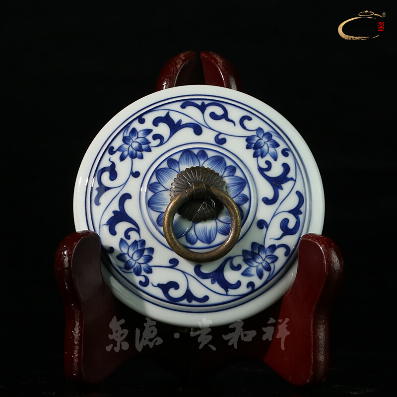 Jing DE auspicious esteeming harmony, pure manual caddy fixings jingdezhen porcelain store receives household business gifts ceramic tea pot