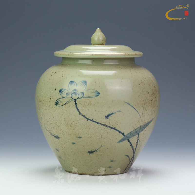 Jing DE and auspicious hand - made archaize ceramic tea pot seal scattered receives large lotus POTS of tea packaging