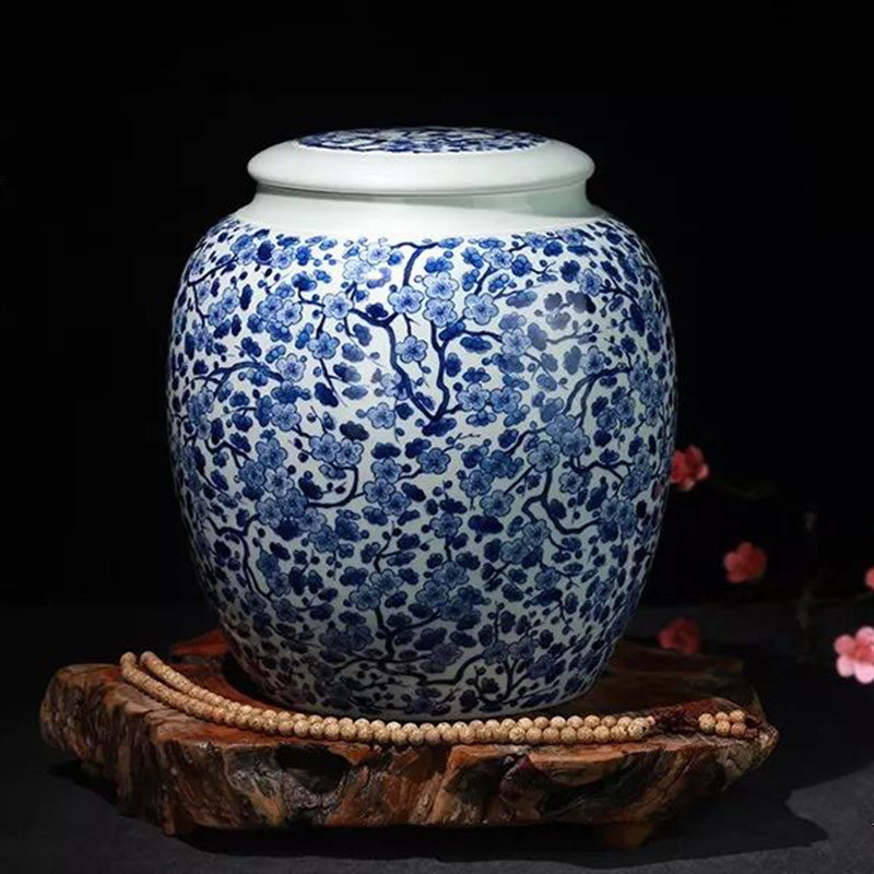 And auspicious jingdezhen blue And white porcelain fu And caddy fixings hand - made ceramic POTS awake honeypots tea packaging gift box