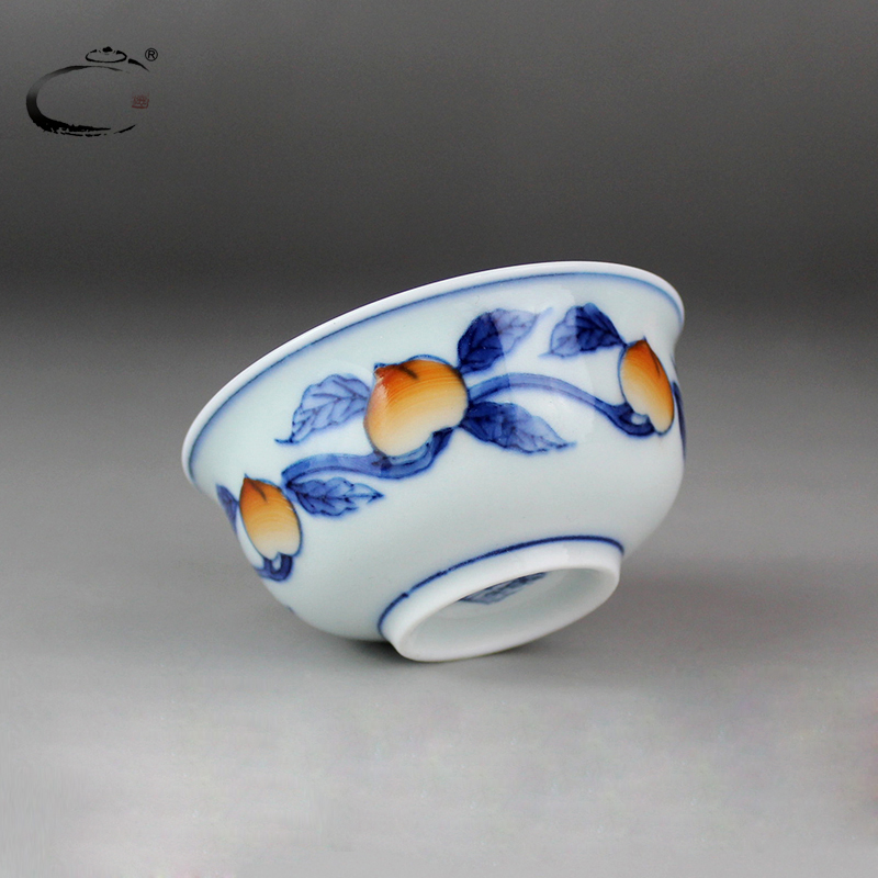 Jingdezhen and auspicious hand - made sample tea cup kung fu tea tea master of blue and white porcelain cup noggin personal single CPU