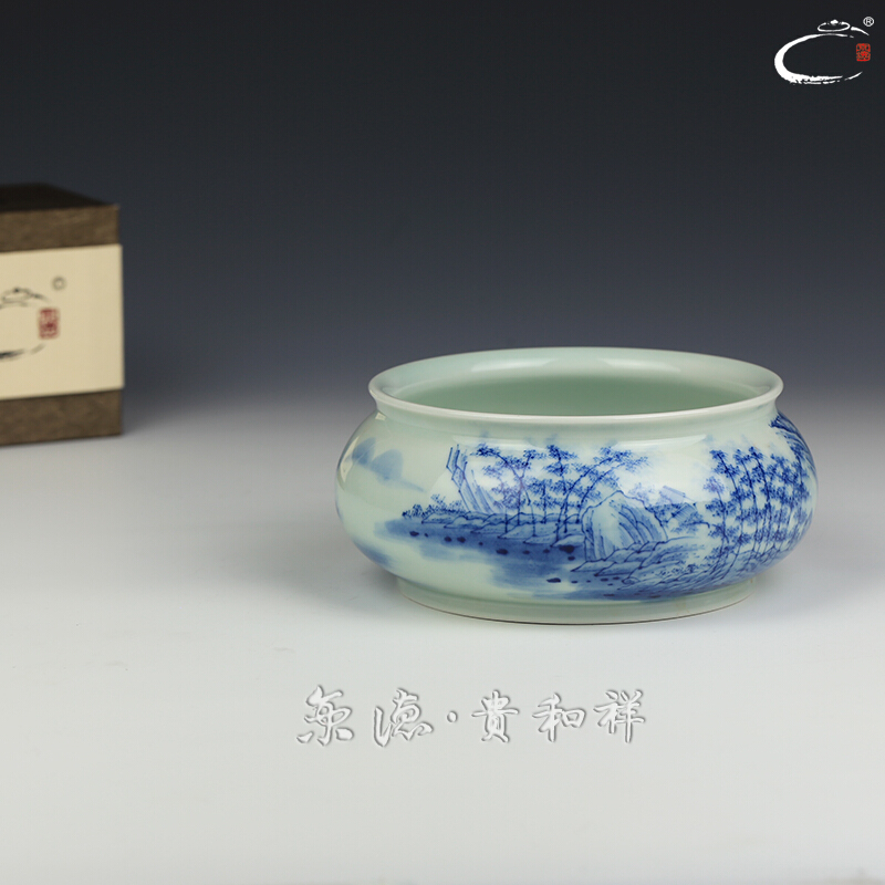 Jing DE and auspicious jingdezhen blue and white bamboo landscape for wash checking ceramic tea set with parts cup of tea