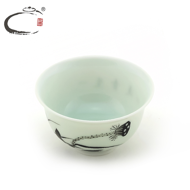 And auspicious manual jingdezhen color ink cups hand - made ceramic kung fu tea bowl lotus cup jing DE sample tea cup