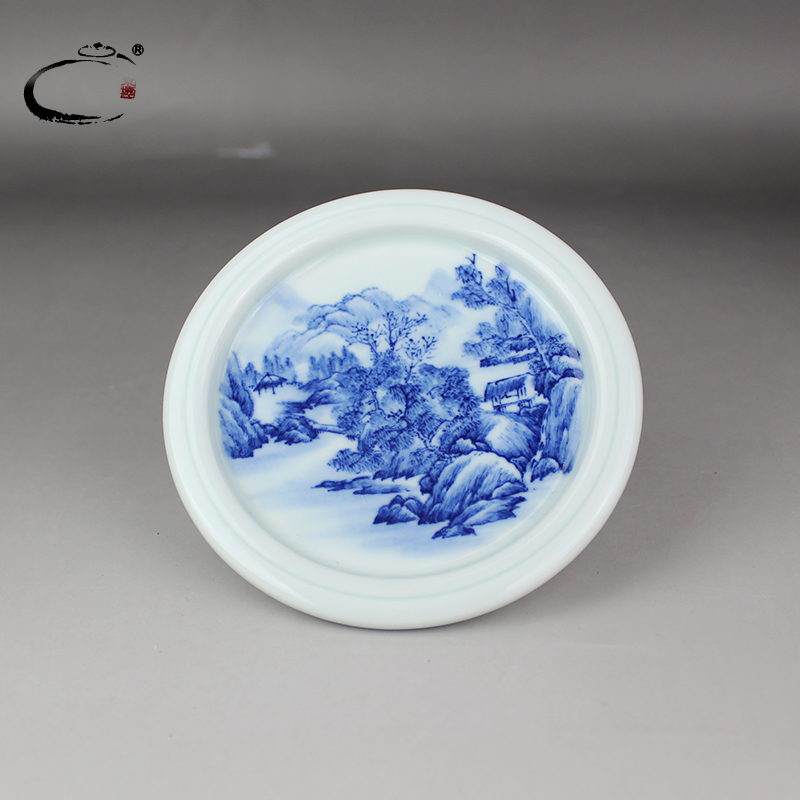 Jingdezhen blue and white landscape and auspicious caddy fixings checking ceramic tea pot of tea packaging ceramic POTS