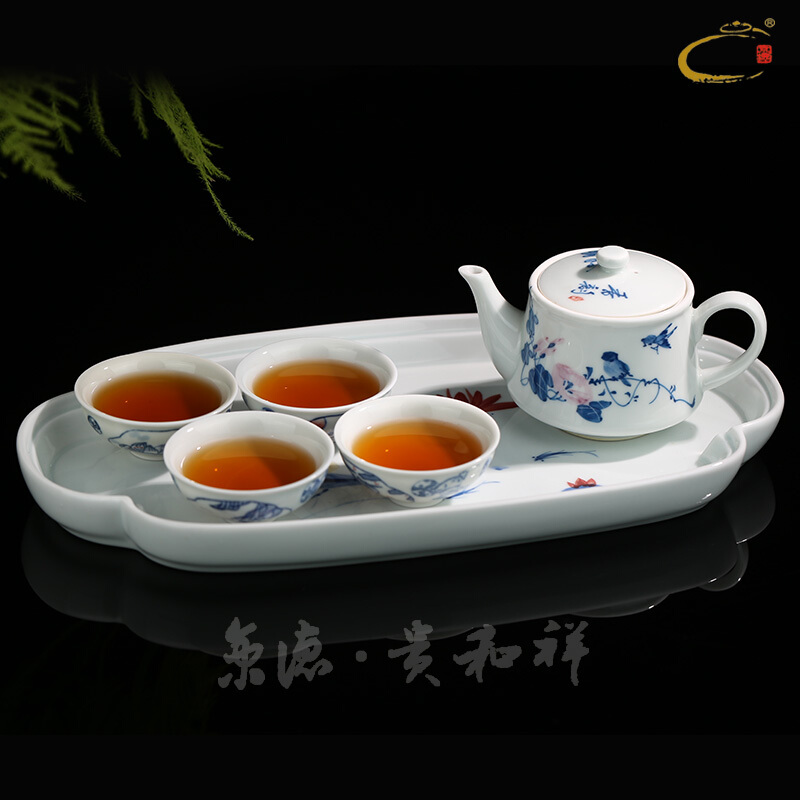 And auspicious jingdezhen blue And white color tea tray ceramic work within dry mercifully tea tray saucer kung fu tea accessories