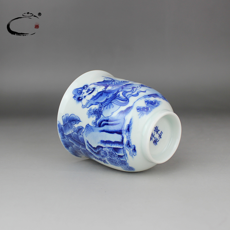 And auspicious jingdezhen blue And white unfortunately cup hand - made ceramic kung fu tea cup sample tea cup master cup personal cup