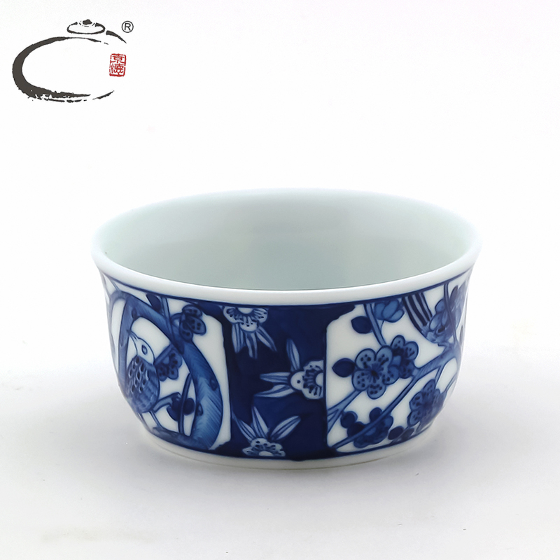 And auspicious maintain old checking master cup bowl jingdezhen blue And white porcelain hand - made single CPU kung fu tea set