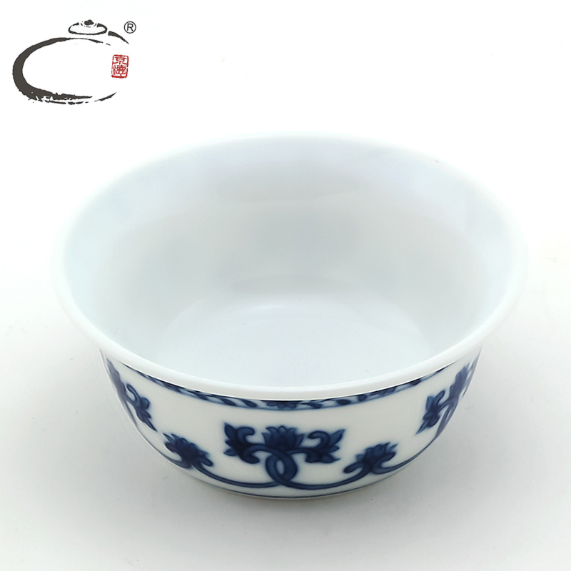 And auspicious jing DE jingdezhen up porcelain crown edge cup hand - made ceramic kung fu tea cups sample tea cup single CPU