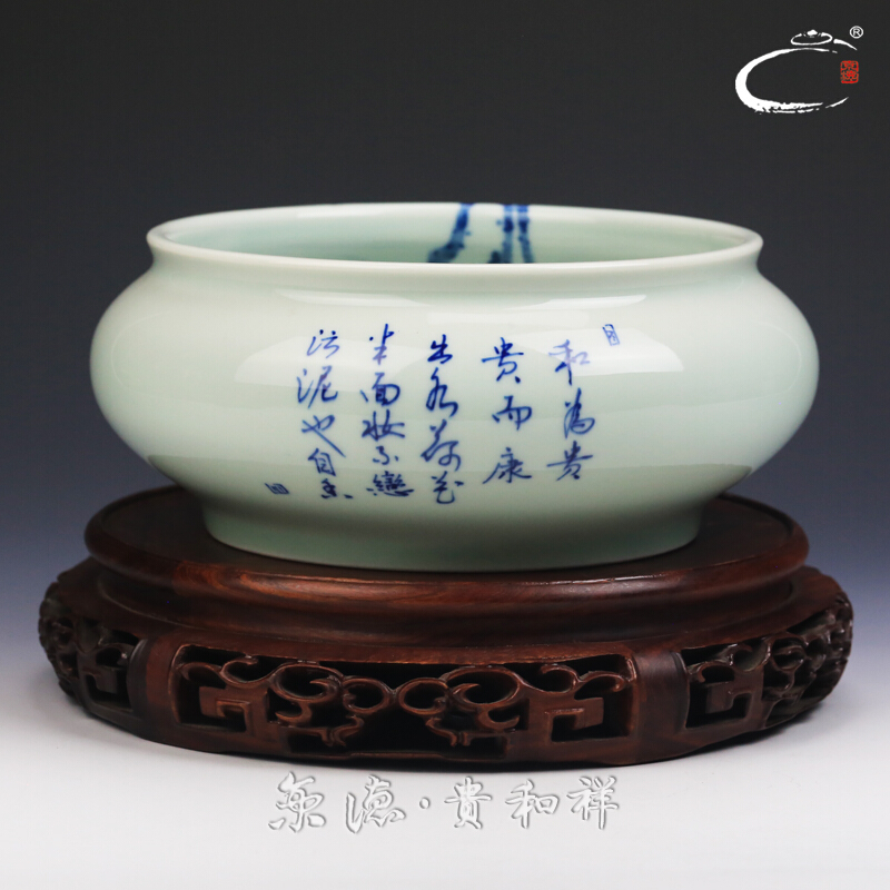 Beijing DE and auspicious jingdezhen ceramics by hand wash to kung fu tea tea accessories blue large tea