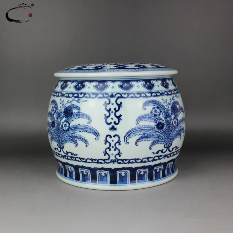 And auspicious jing DE collection jingdezhen blue And white folding flowers caddy fixings hand - made ceramic POTS of tea packaging gift box