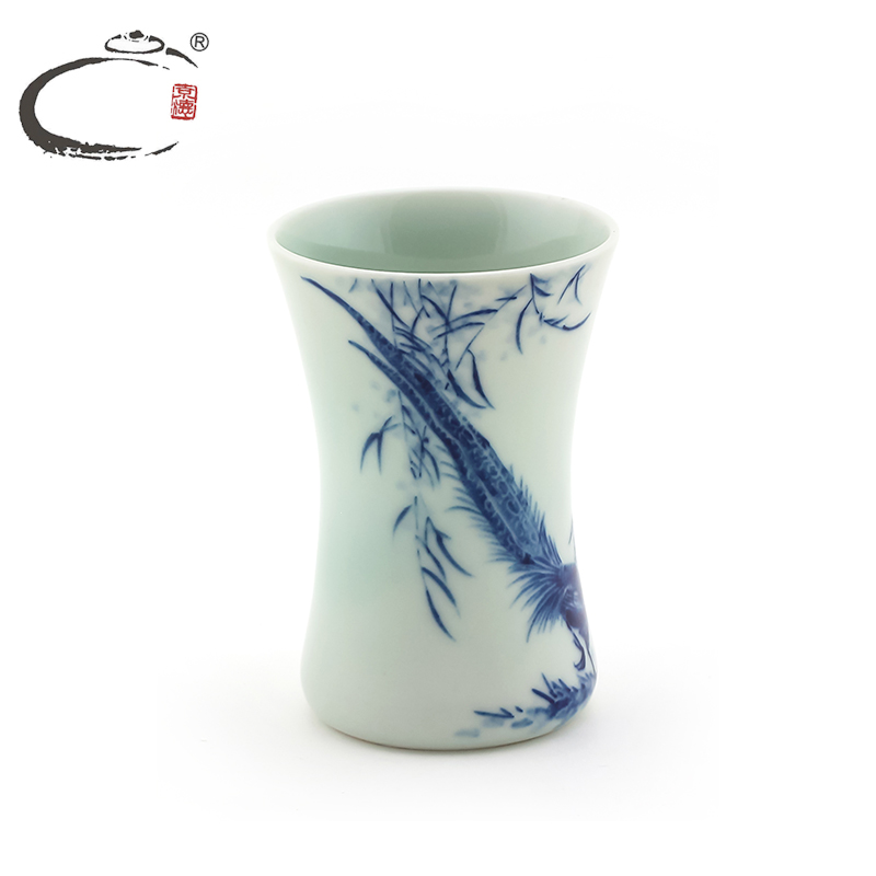 Blue and white icing on the cake cup jingdezhen craftsmen and auspicious system hand - made of hand - made sample tea cup to use single CPU