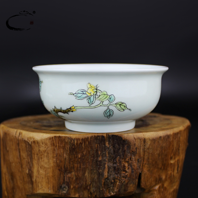 Cherished and auspicious jing DE famille rose city of jingdezhen ceramic kung fu tea master sample tea cup cup cup