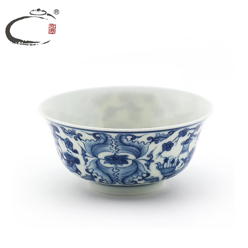 Blue and white antique cup sample tea cup of green tea a single CPU and auspicious kung fu tea cups jingdezhen all hand cups masters cup