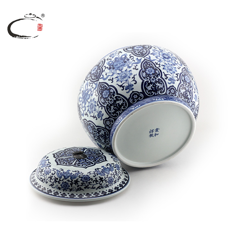 And auspicious jingdezhen porcelain small hand - made packaging gift boxes, tea caddy fixings Beijing storage POTS