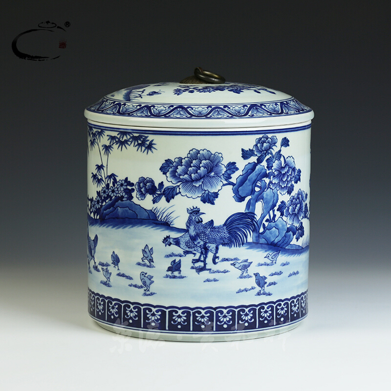 Jing DE and auspicious jingdezhen porcelain all checking ceramic tea pot of bread seven pu 'er tea packaging gift boxes