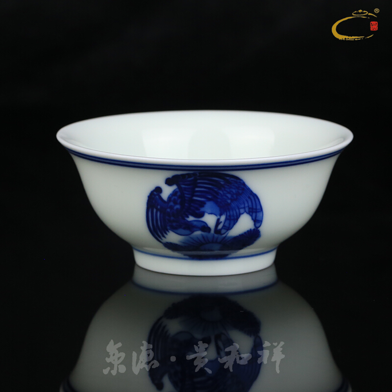 Jing DE and auspicious high white hand - made ceramic kung fu tea set porcelain teacup pu - erh tea sample tea cup sealing cup ho immediately