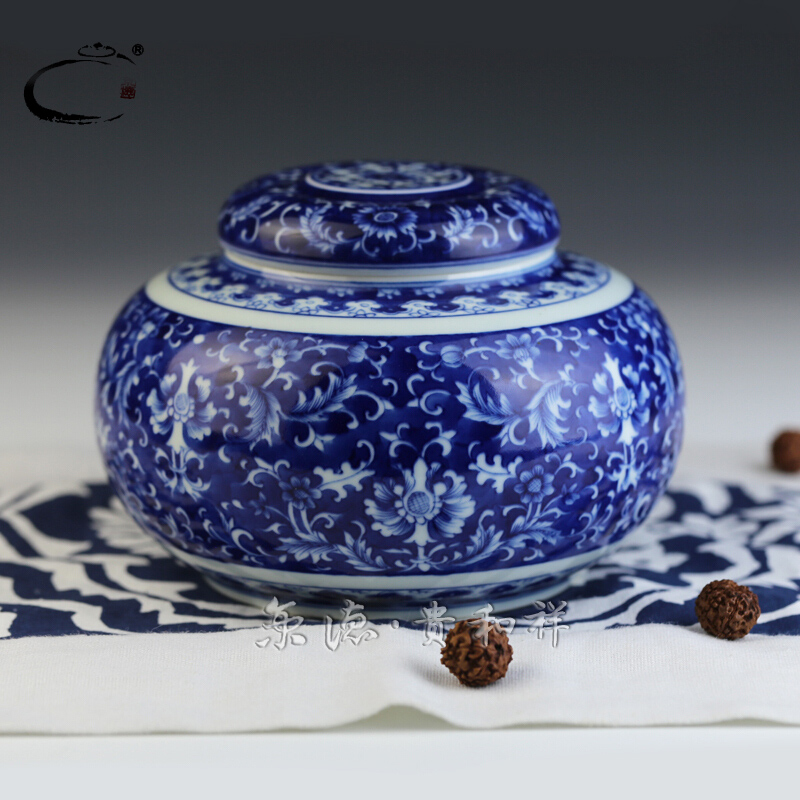 Jing DE tea ware and auspicious jingdezhen ceramics by hand to wake POTS are scattered receives stock POTS blue - and - white branch caddy fixings