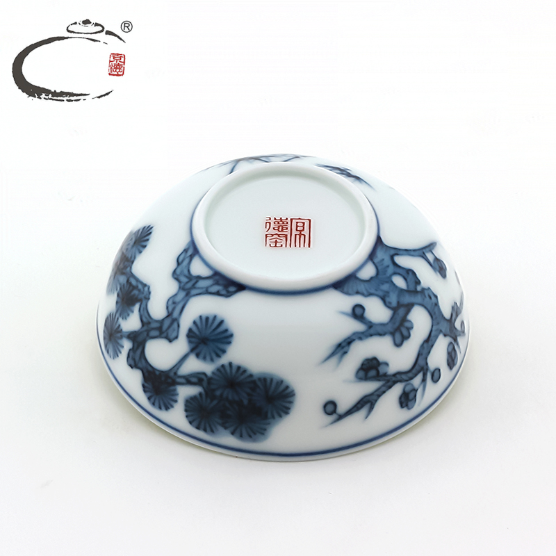 Jingdezhen blue and white porcelain and auspicious bamboo pine umedaira koubei hand - made kung fu tea tea bowl sample tea cup cup