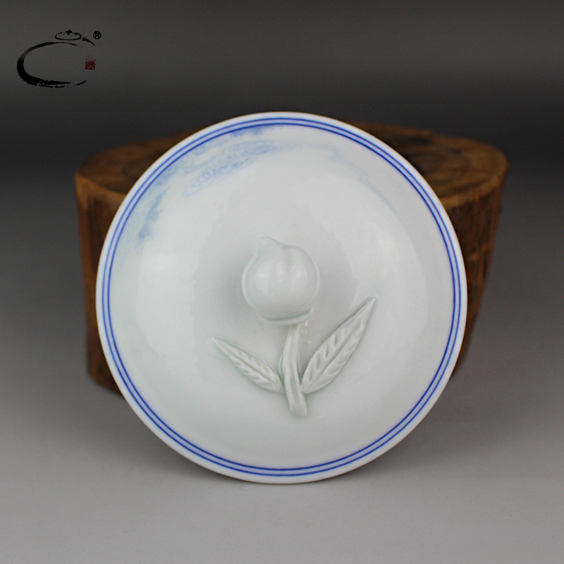 And auspicious jingdezhen porcelain office cup by hand the the original kaolin as embryo hand - made zhang fei, mugs boss of blue And white porcelain cup