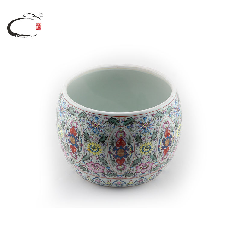 Beijing DE auspicious heap of esteeming harmony see eight bat flower drum master of jingdezhen hand - made ceramic large wake tea caddy fixings