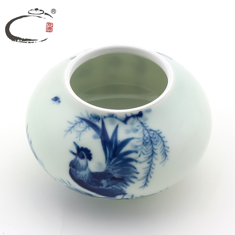 And auspicious auspicious caddy fixings of blue And white porcelain ceramic small seal pot retro hand - made storage tank is portable And POTS