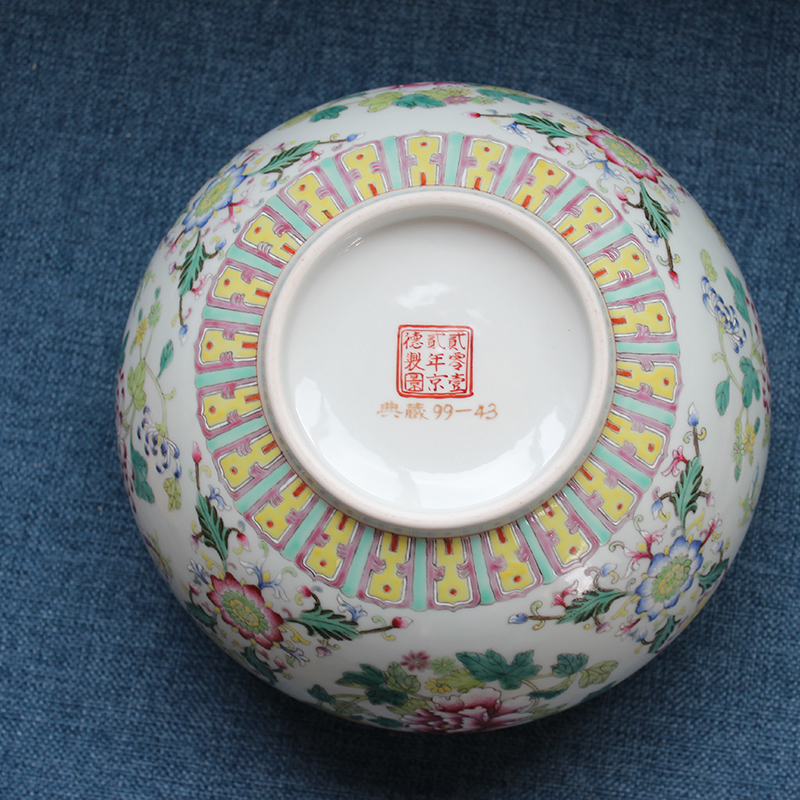 Jing DE and auspicious colored enamel recent large caddy fixings master of jingdezhen hand - made pastel seal tea pot