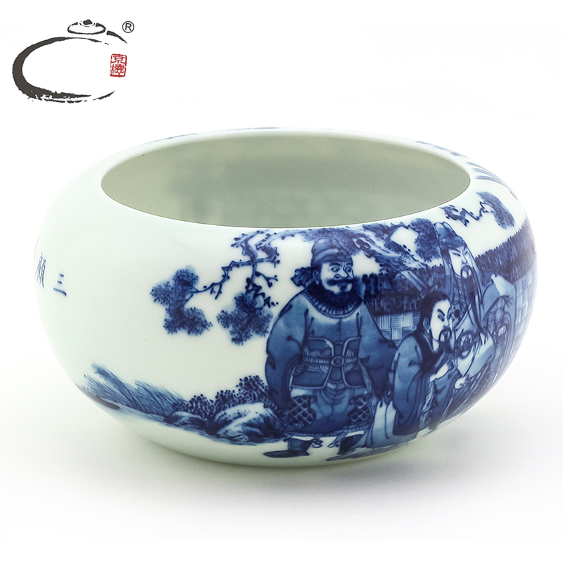And auspicious wash to jingdezhen blue And white of three small tea hand - made kung fu tea set ceramic tea accessories to use