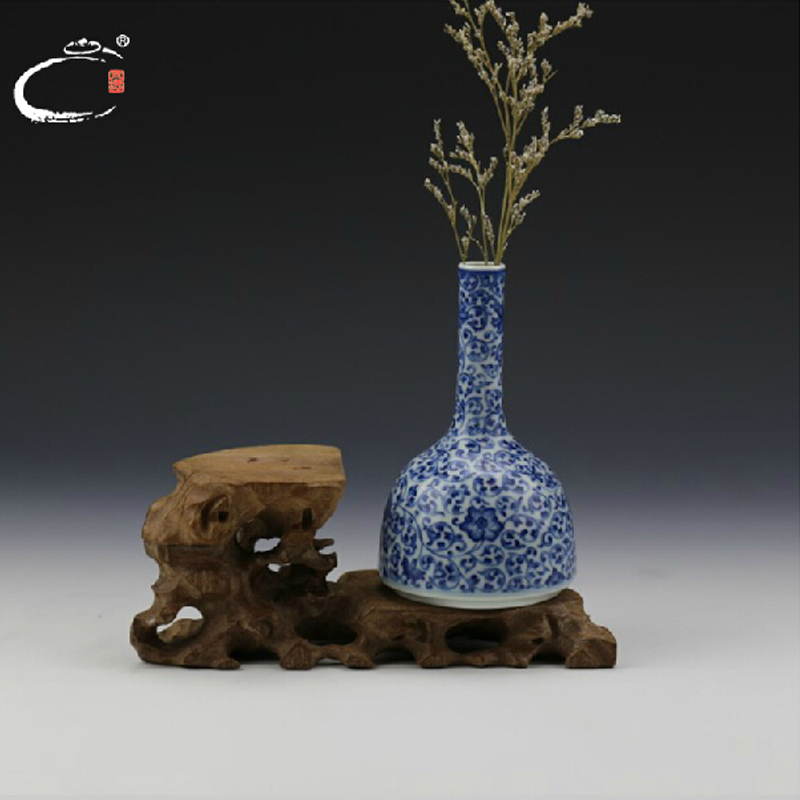 And auspicious vase jing DE treasure bell statute of jingdezhen blue And white porcelain bound branches master hand tea accessories