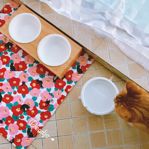 Chirping Meoworiginal hand-made pet non-slip waterproof bowl mat Cat bowl mat Double bowl mat Food bowl mat mat