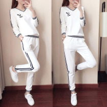 Hong Kong autumn and winter sports suit women's new fashion Korean version of loose long sleeve vests casual plus velvet two-piece set