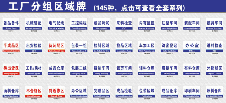 成品区标识牌标志牌分组牌区域指示标语牌企业工厂车间分区牌定制_7折