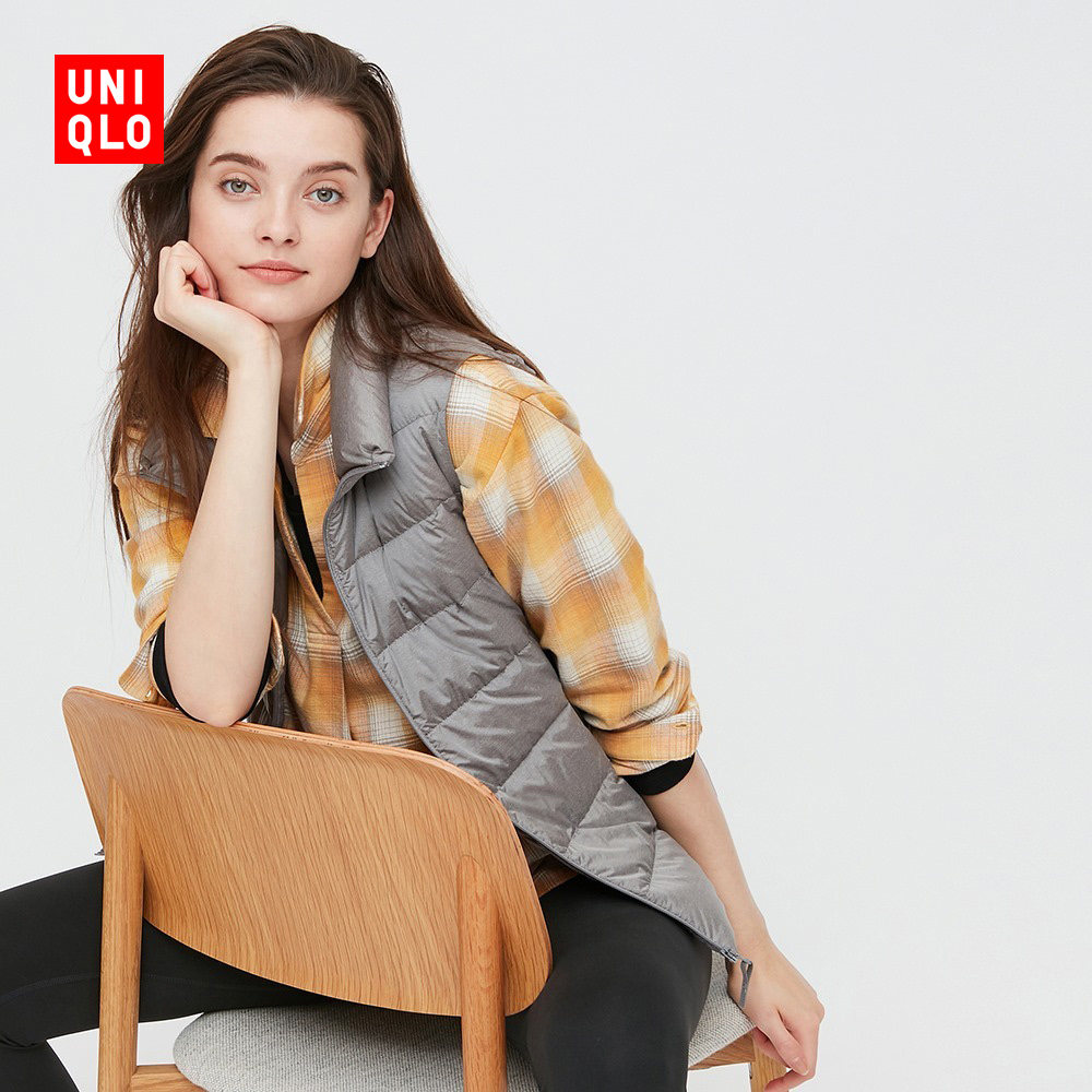 优衣库女装法兰绒格子半开领衬衫长袖432617