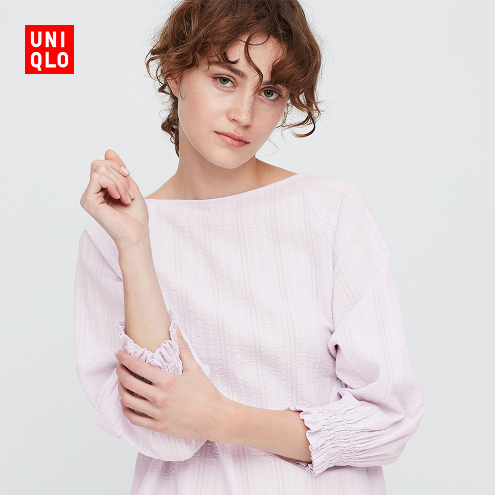 女装全棉提花上衣七分袖426563优衣库uniqlo