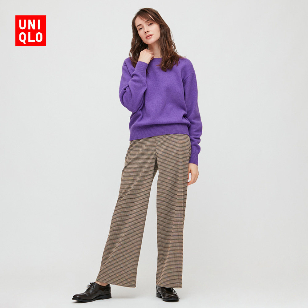 优衣库女装绒面高腰宽腿裤429204