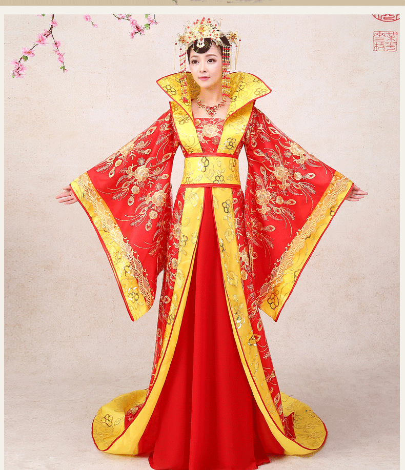 古装贵妃女服装长拖尾红色皇后古典推荐