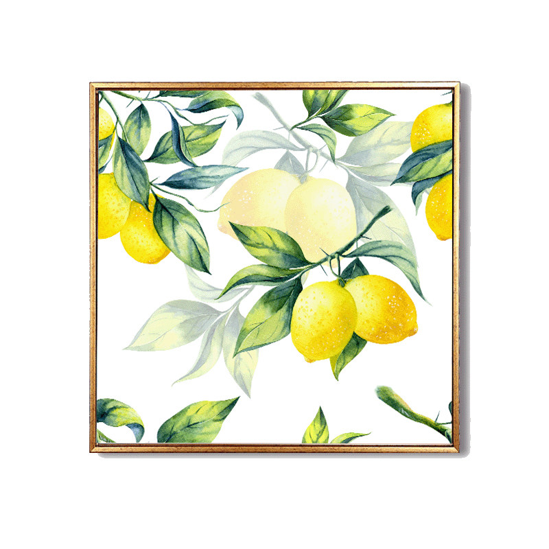 柠檬树 水果店装饰画小清新餐厅绿色挂画简约厨房无框画沙发墙画