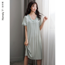 Nightdress ladies pajamas summer thin short-sleeved Modal cotton silk middle-aged mother long cold cold feeling