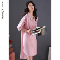 Nightdress womens pajamas silk spring and summer ice silk thin shirt simulation silk summer womens long loose size
