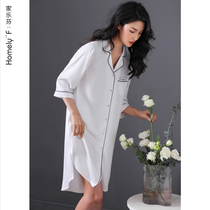 Nightdress ladies pajamas silk summer ice silk thin cardigan shirt summer summer simulation silk sexy quarter sleeves