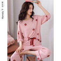 Pajamas ladies summer modal short-sleeved trousers seven-cut sleeve home wear summer thin casual can wear suit