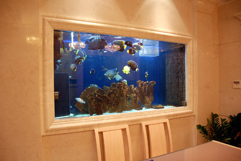 定做玄关隔断镶嵌入式生态鱼缸餐边柜台式水族箱玻璃客厅酒柜鱼缸