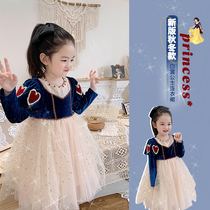 Amybaby girl gold velvet dress foreign children dress snow white dress snow white dress Aisha dress