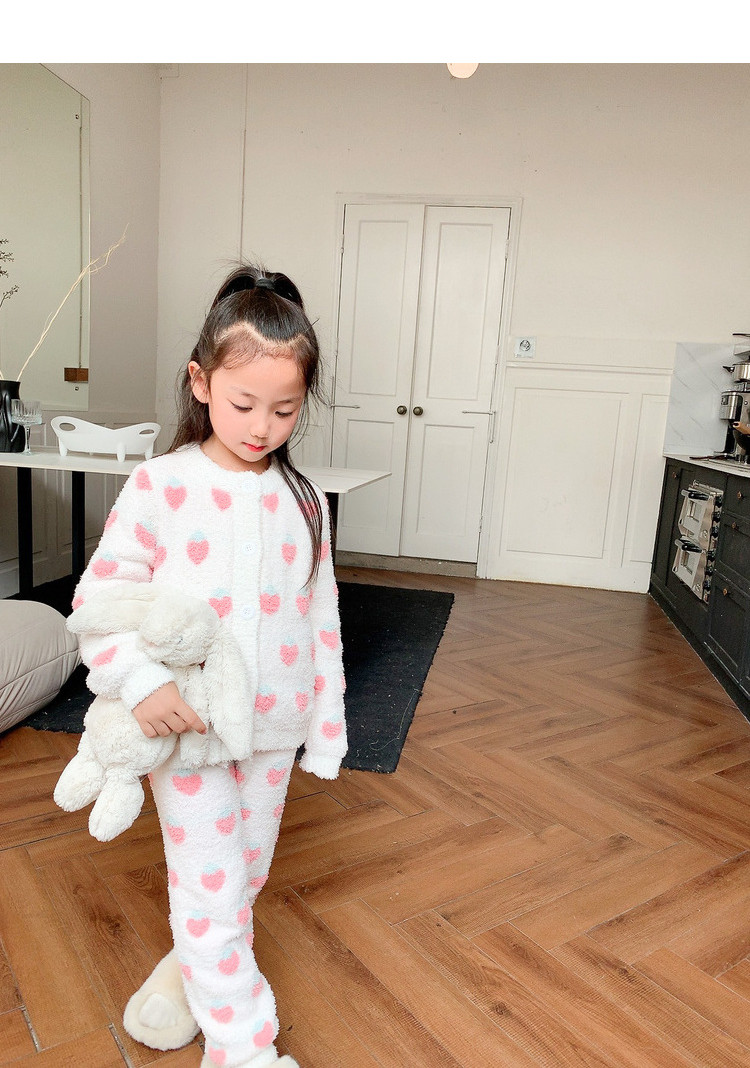 amybaby女童家居服秋冬款2023新款加绒加厚儿童粉色爱
