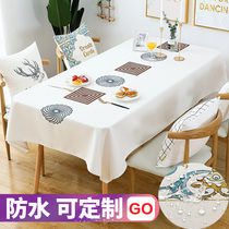 Tablecloth fabric cotton linen hipster rectangular waterproof anti-scalding oil-proof disposable Nordic table tablecloth table can be customized