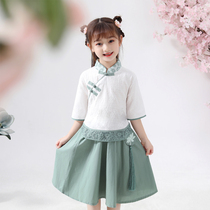 Hanfu girls summer clothing little girl Republic of China Two suits Tang Dress Qipao Children Han Fu Girl Ancient Dress Superfairy