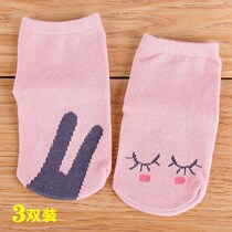 Childrens socks non-slip cotton mens and womens middle and large childrens floor soft-soled socks childrens princess new shallow mouth deodorant 3 pairs