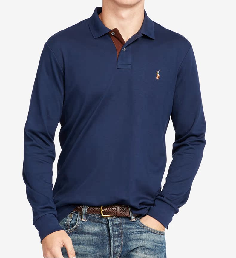 16秋新款ralph lauren拉夫劳伦男装商务休闲纯色长袖彩马标polo衫