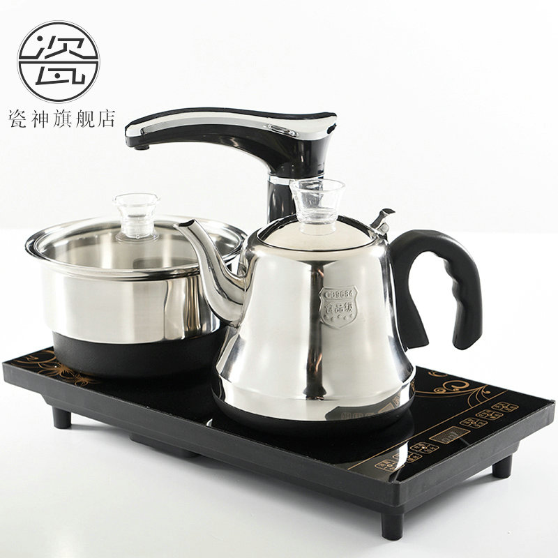 Porcelain god fully automatic water electric kettle tea sets accessories, stainless steel kettle electric tea stove teapot